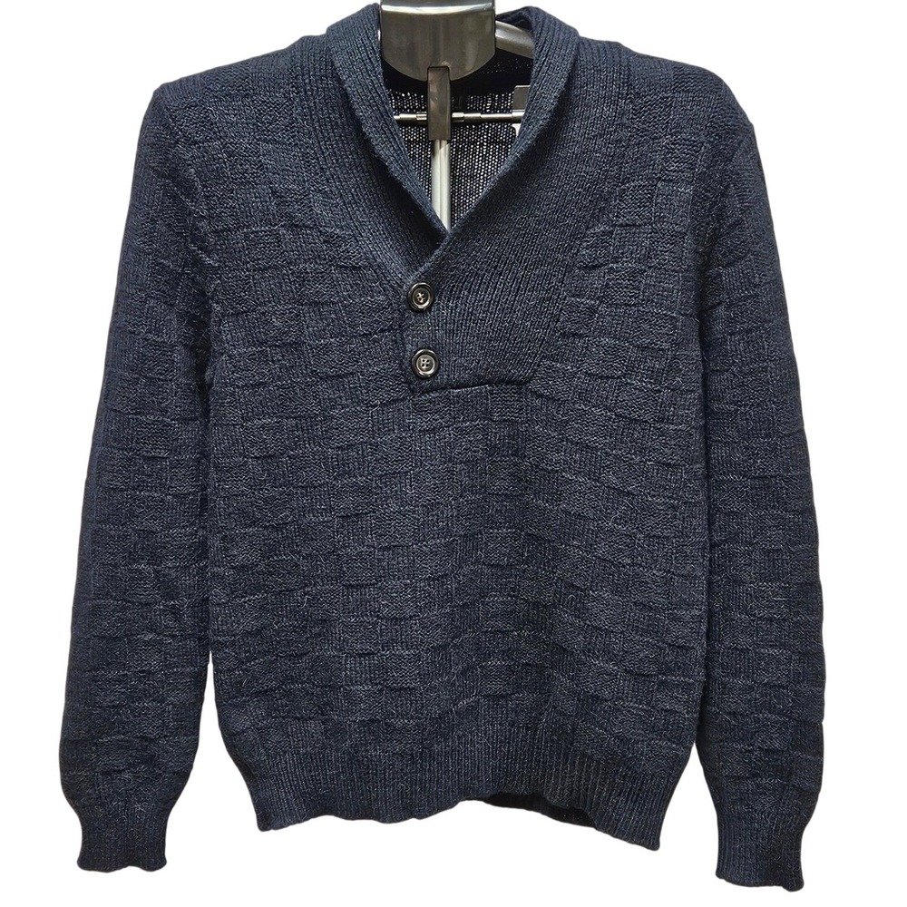Stile Benetton Alpaca Wool Blend 1/4 Button Sweater Gray Men's Small S Italy